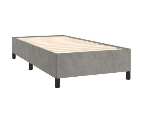 Cama box spring con colchón terciopelo gris claro 90x190 cm