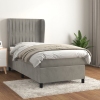 Cama box spring con colchón terciopelo gris claro 100x200 cm