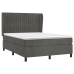 Cama box spring con colchón terciopelo gris oscuro 140x190 cm