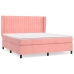 Cama box spring con colchón terciopelo rosa 160x200 cm