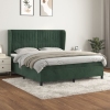 Cama box spring con colchón terciopelo verde oscuro 180x200 cm