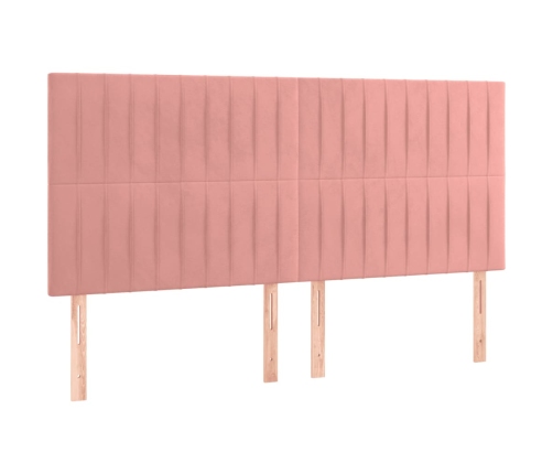 Cama box spring con colchón terciopelo rosa 180x200 cm