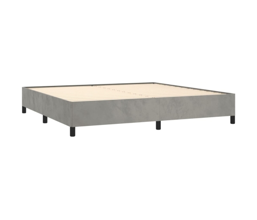 Cama box spring con colchón terciopelo gris claro 200x200 cm