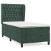 Cama box spring con colchón terciopelo verde oscuro 100x200 cm