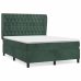 Cama box spring con colchón terciopelo verde oscuro 140x200 cm