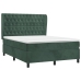 Cama box spring con colchón terciopelo verde oscuro 140x200 cm