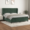 Cama box spring con colchón terciopelo verde oscuro 160x200 cm