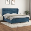 Cama box spring con colchón terciopelo azul oscuro 160x200 cm