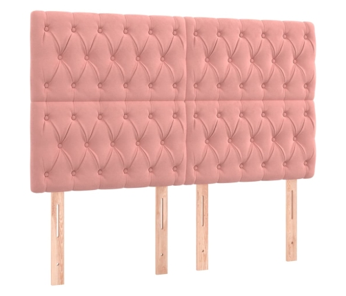 Cama box spring con colchón terciopelo rosa 160x200 cm