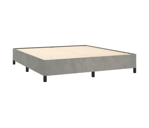 Cama box spring con colchón terciopelo gris claro 180x200 cm