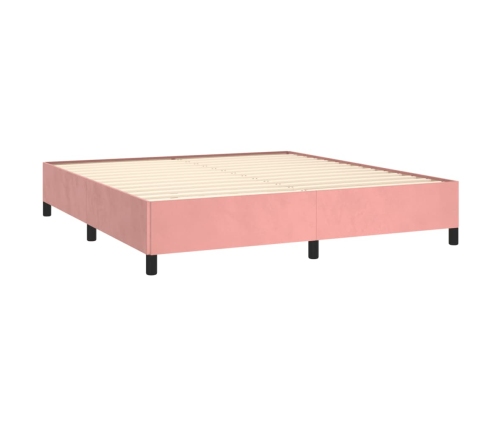 Cama box spring con colchón terciopelo rosa 180x200 cm