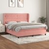 Cama box spring con colchón terciopelo rosa 180x200 cm