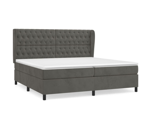 Cama box spring con colchón terciopelo gris oscuro 200x200 cm