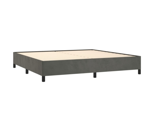 Cama box spring con colchón terciopelo gris oscuro 200x200 cm