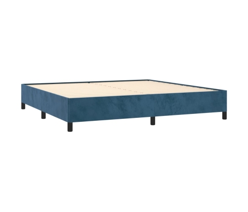 Cama box spring con colchón terciopelo azul oscuro 200x200 cm