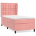 Cama box spring con colchón terciopelo rosa 90x190 cm