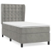 Cama box spring con colchón terciopelo gris claro 90x190 cm