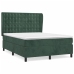 Cama box spring con colchón terciopelo verde oscuro 140x190 cm