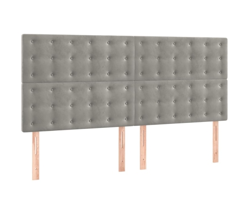 Cama box spring con colchón terciopelo gris claro 160x200 cm