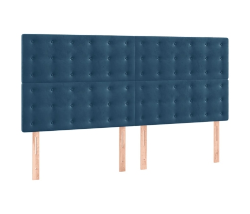 Cama box spring con colchón terciopelo azul oscuro 160x200 cm