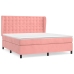 Cama box spring con colchón terciopelo rosa 160x200 cm