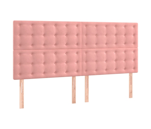 Cama box spring con colchón terciopelo rosa 160x200 cm