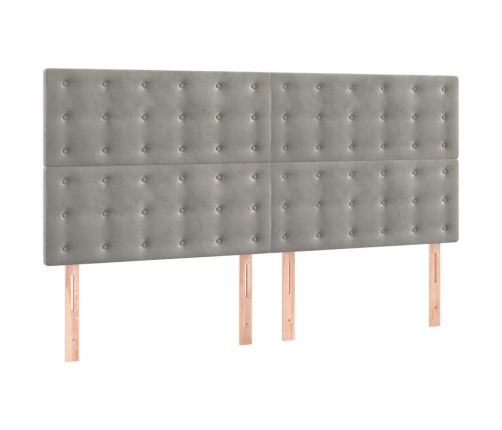 Cama box spring con colchón terciopelo gris claro 200x200 cm