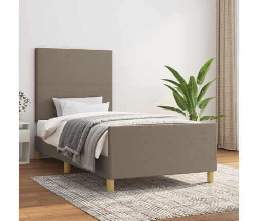 Estructura de cama sin colchón tela gris taupe 80x200 cm