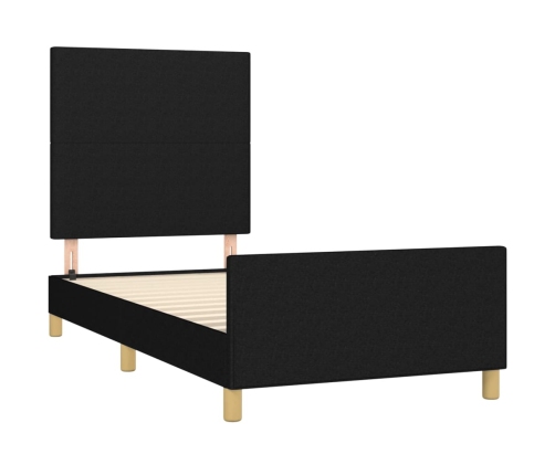 vidaXL Estructura de cama con cabecero de tela negro 90x190 cm