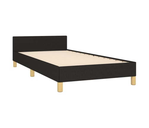 vidaXL Estructura de cama con cabecero de tela negro 90x190 cm