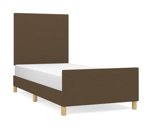 Estructura de cama sin colchón tela marrón oscuro 90x190 cm