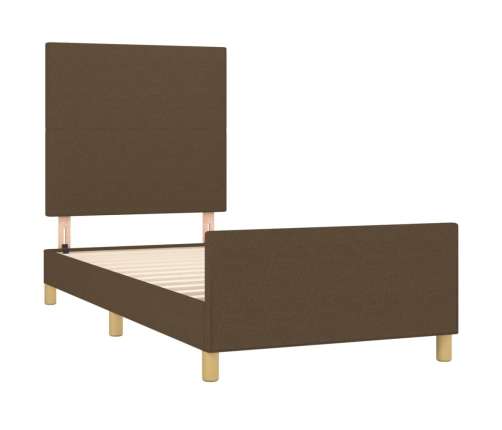 Estructura de cama sin colchón tela marrón oscuro 90x190 cm