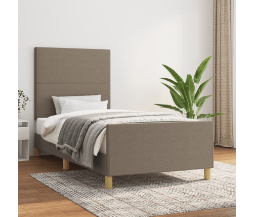 Estructura de cama sin colchón tela taupe 90x200 cm