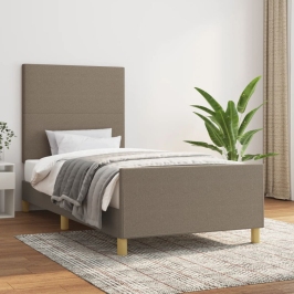 Estructura de cama sin colchón tela gris taupe 100x200 cm