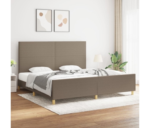 Cama sin colchón tela gris taupe 200x200 cm