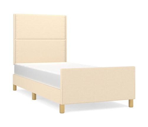 vidaXL Estructura de cama con cabecero de tela color crema 80x200 cm