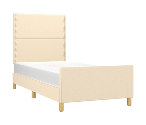 vidaXL Estructura de cama con cabecero de tela color crema 80x200 cm