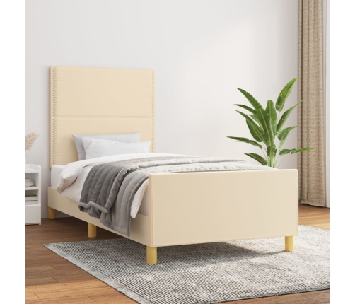 vidaXL Estructura de cama con cabecero de tela color crema 80x200 cm