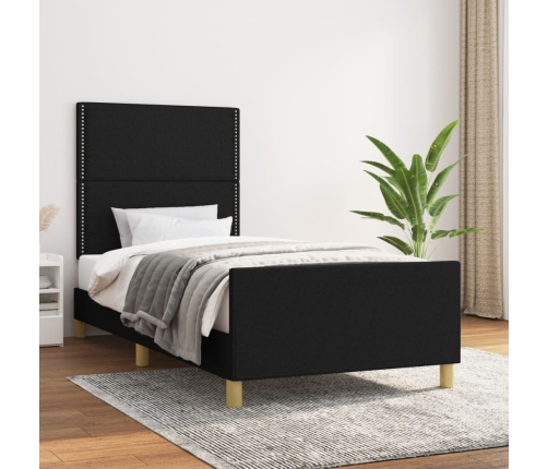 Estructura de cama sin colchón tela negro 90x190 cm