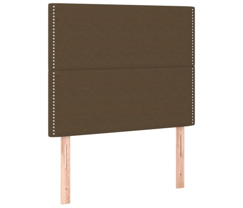 Estructura de cama sin colchón tela marrón oscuro 90x190 cm