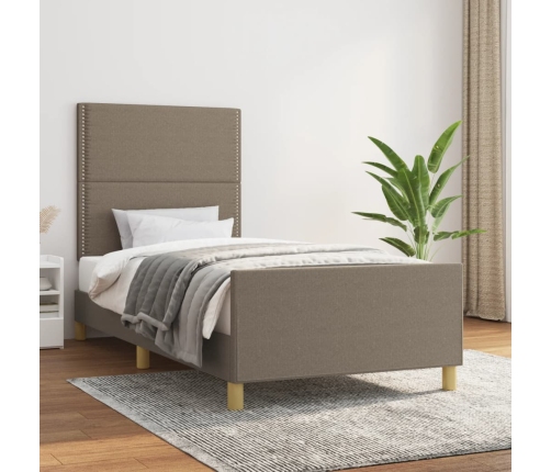 Estructura de cama sin colchón tela gris taupe 90x190 cm