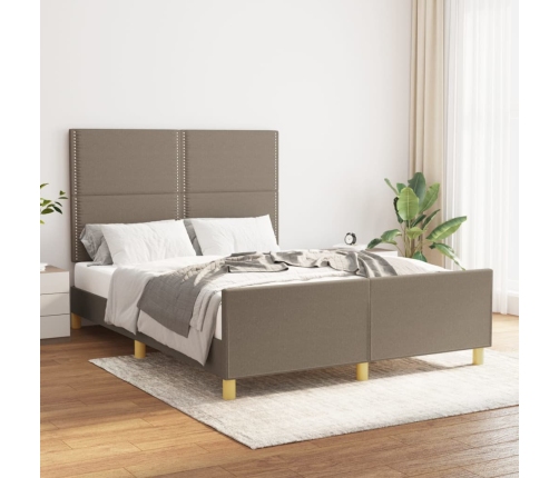 Cama sin colchón tela gris taupe 140x190 cm