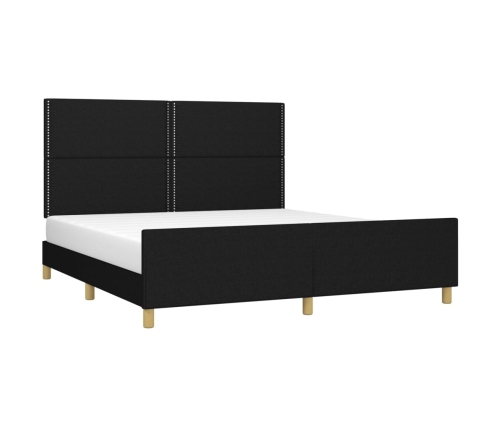 vidaXL Estructura de cama con cabecero de tela negro 160x200 cm