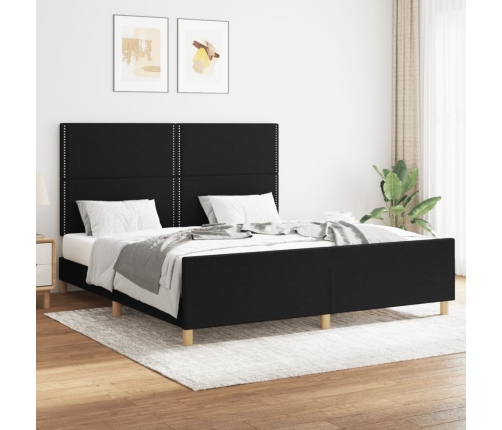 vidaXL Estructura de cama con cabecero de tela negro 160x200 cm