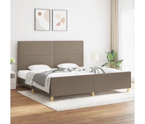 Cama sin colchón tela gris taupe 200x200 cm