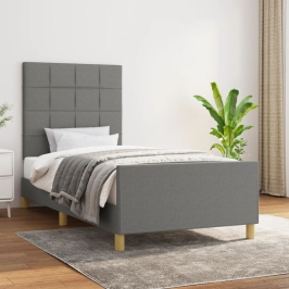 Estructura de cama sin colchón tela gris oscuro 80x200 cm