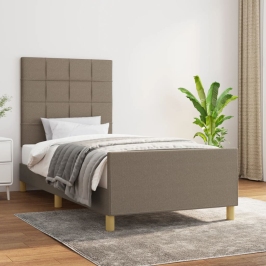 Estructura de cama sin colchón tela gris taupe 80x200 cm