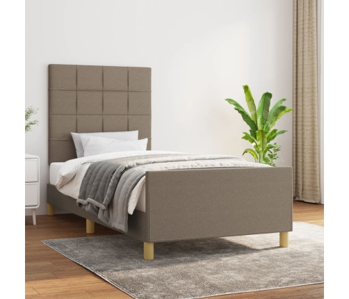 Estructura de cama sin colchón tela gris taupe 80x200 cm