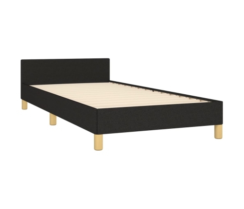 Estructura de cama sin colchón tela negro 90x190 cm