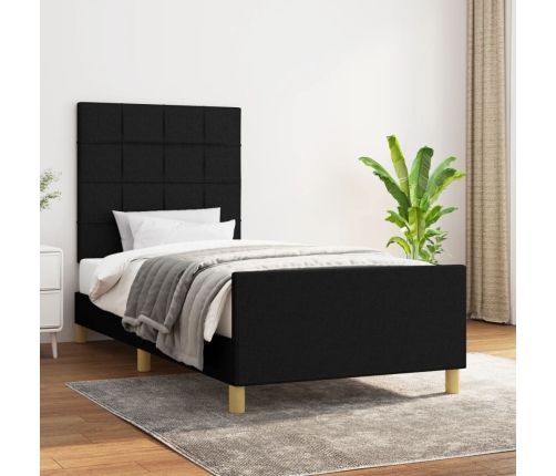 Estructura de cama sin colchón tela negro 90x190 cm